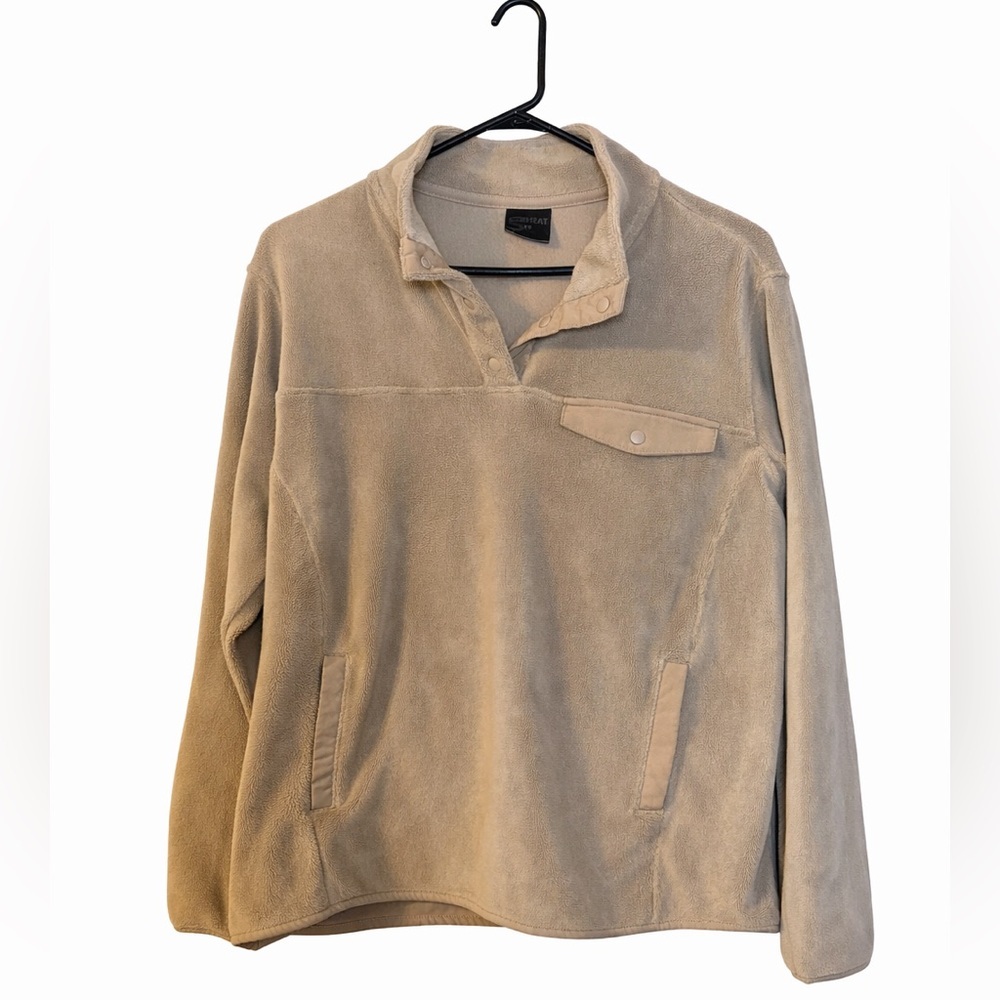 32° Heat Women’s Fleece Pullover Snap Neck Beige Size Large Soft Cozy